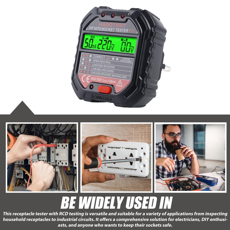 WIYETY Socket Tester with RCD Test: Socket Tester with LCD