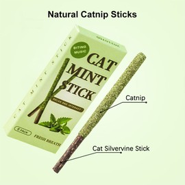 Catnip Sticks, Catnip Sticks, Reusable Catnip Sticks, Chew Sticks, Catnip Sticks, Matatabi Cat Chewing Wood, Catnip Sticks for Grinding Teeth, Matatabi Dental Care, 6 Pieces