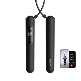 WeGym Smart Jump Rope for Men and Women, Adjustable Jump Rope for Indoor and Outdoor Workout APP Data Analysis LED Display Screen Rechargeable Skipping Rope Fitness Gift for Adults or Kids,Black