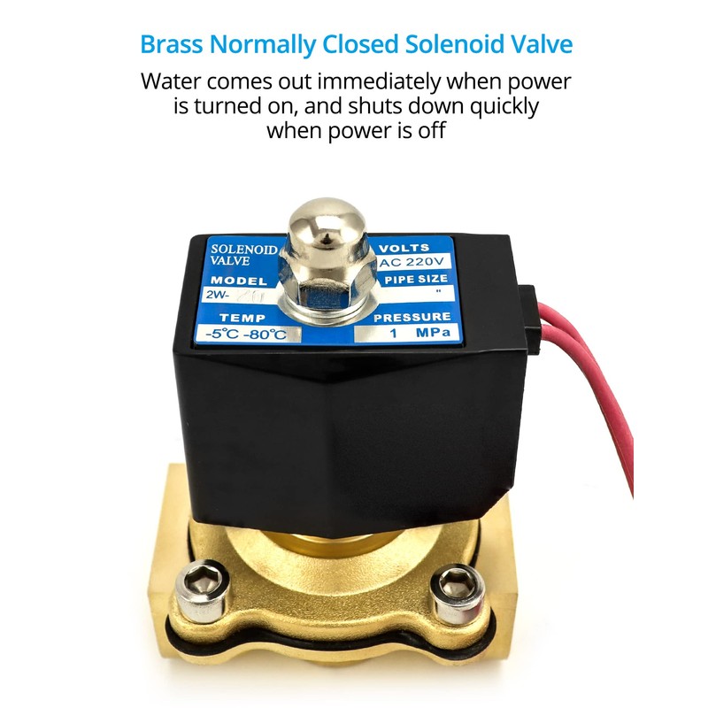 QWORK DN20 Solenoid Valve 220 V 3/4 Inch G Brass