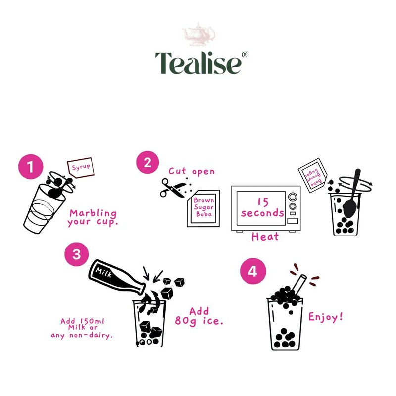 Tealise 10 Servings 5 Flavours Variety Pack Bubble Tea Kit