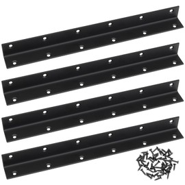 TOP-VIGOR 4Pcs Angle Brackets for Wood, Black Metal L Corner Brackets for Raised Garden Bed, Fixing Repairing Jointing Furniture Shelves Cabinets, 275 x 25 x 25mm, Screws Included