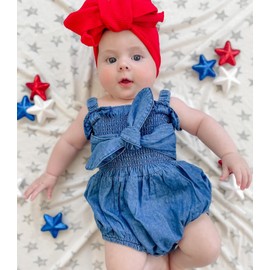 Baby Girls Summer Romper Clothes Dress Newborn Onesie 3 6 9 12 18 Months One-Piece Jumpsuits Outfits (C-Blue, 6-12 Months)