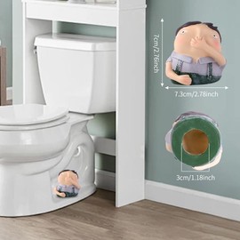 Girl Holding Nose Bathroom Statue, Funny Girl Bathroom Decor Bathroom Shelf Sitters, Ornaments drain  funnel Toilet Bowl Installation