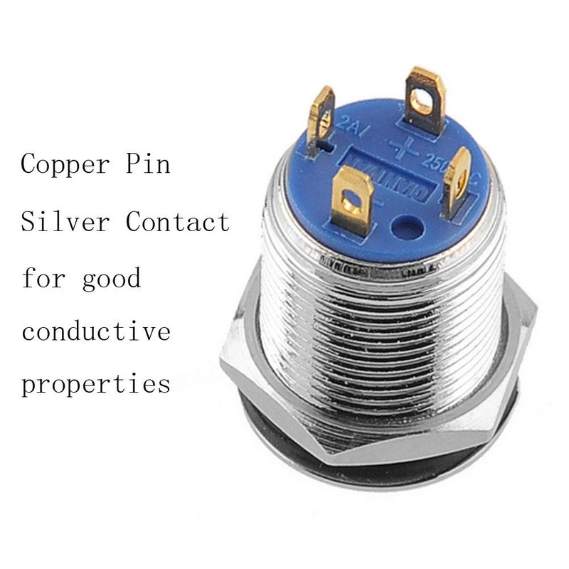 ESUPPORT 12mm Purple LED Light 2A Momentary Push Button Switch