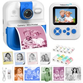 Kids Instant Print Camera with App & Bluetooth, Mini Printer Camera, AI Creative Printing, Prints in 5 Mono Colours, 180° Rotating Selfie Lens, 48MP, 1080P HD, Gift for Boys & Girls Age 6+ (Blue)