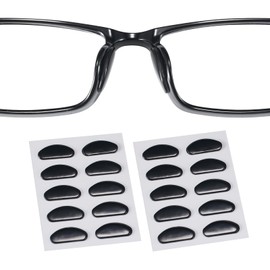 Eyeglass Nose Pads, 1.3mm Ultra-Thin Design, Anti Slip Nose Pads for Glasses with Super Sticky Backing, Soft Silicone Nose Pad for Glasses, Sunglasses and Eye Wear (10 Black Pairs)