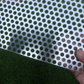 Aluminum Perforated Metal Sheets 16 Gauge 23.6 inch by 11.8 inch Expanded Metal Mesh Aluminum Opening 1/3" 0.32 inch (About 8 mm) Perforated Steel Sheet Aluminum Mesh Screen Decorative Metal Mesh