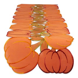 DII Fall Basics Collection Tabletop, Table Runner, 14x60, Embroidered Pumpkins