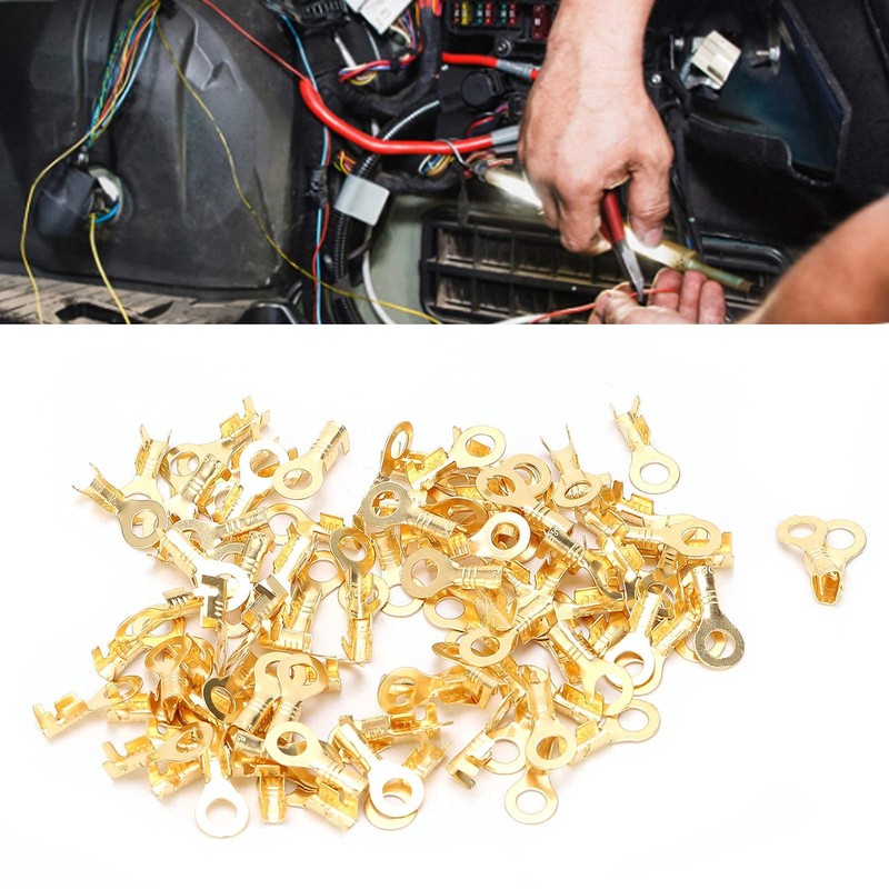 160pcs Copper Ring Terminals, M4 4.2mm Brass Wire Connectors, Wire