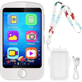 Unbranded Kids Smart Phone Touchscreen Learning Toy with Games Camera for 3-10 Boys Girls - White