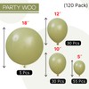 PartyWoo Sage Green Balloons 120 pcs Olive Balloons Different Sizes