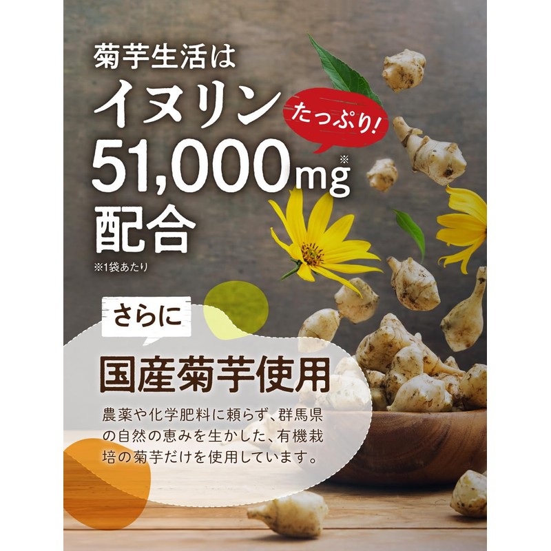 菊芋生活 国産 菊芋サプリメント イヌリン 食物繊維 サラシア 難消化性デキストリン 240粒入り 30日分 (1)