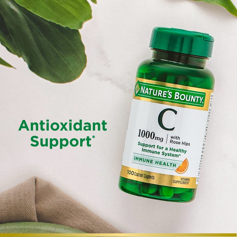 Nature’s Bounty Vitamin C + Rose HIPS, Immune Support, 1000mg