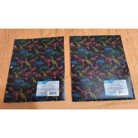Greenbrier International Dinosaurs 3-Prong Poly Folders with pockets Set of 2 (11.4 in X 9.3 in.) NEW!