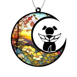 SZXYCZL Moonshaped Acrylic Window Pendant Dog Memorial Gifts for Loss of Dog Memorial Ornament Loss of Pet Sympathy Gift-at Dusk