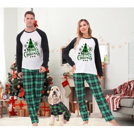 Finihen Matching Family Christmas Pajamas Men's Pajamas Tree Clothes Couple Pjs Sleepwear Size XL Color White