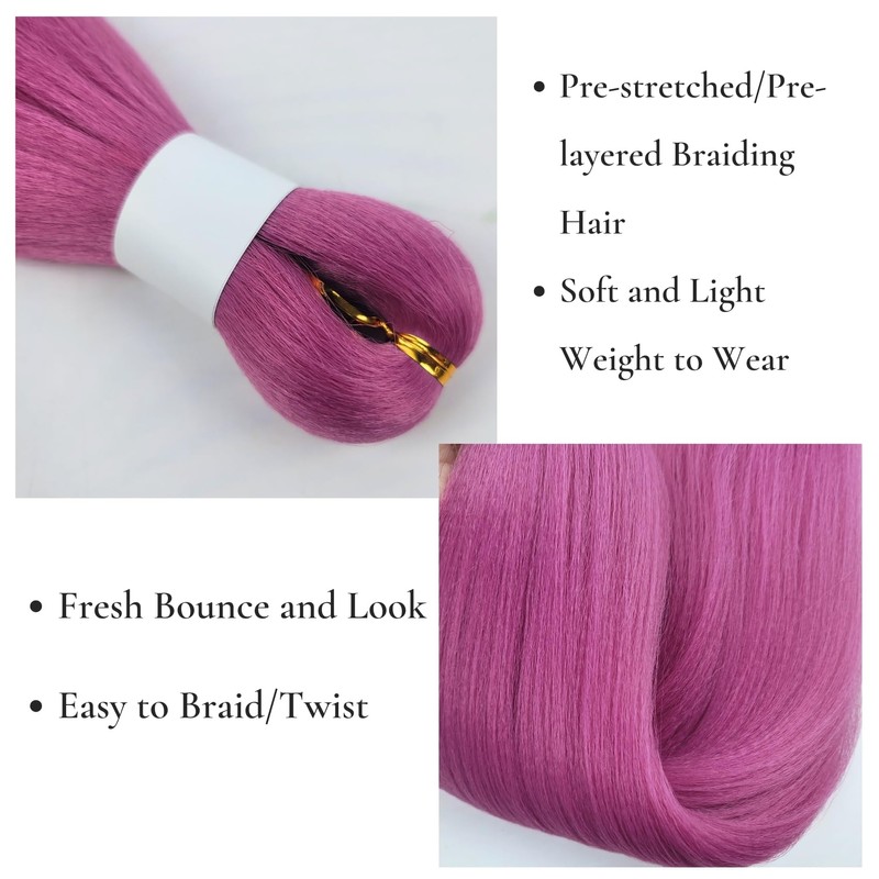 Deep Pink Braiding Hair Pre Stretched Knotless Braiding Hair for