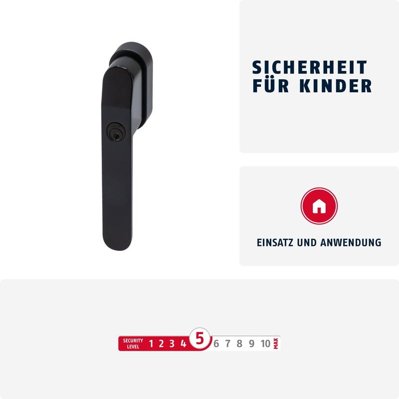 ABUS FG400 Lockable Window Handle - With Push Cylinder and