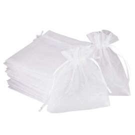 SXUUXB Pack of 100 Organza Bags, White Organza Bags, Jewellery Pouches, Storage Bag, Soap Bags, Gift Bags with Drawstring for Wedding, Christmas Party & Celebration (15 x 20 cm)