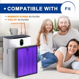 HY4866 Air Purifier Replacement Filter Compatible with MORENTO HY4866 and YIOU M1 Air Purifier - 2 Pack Premium H13 True HEPA Filters + 1 Cleaning Brush (Multifunction Version)