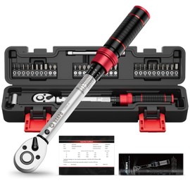 VANPO 32-Piece Bike Torque Wrench Set, 1-25 Nm, ±3% Accuracy, 1/4" Click Torque Wrench Kit with Extension Bar & Socket Bits (Hex, Torx, Phillips, Slotted, Pozidriv) for Mountain Bike, Bicycle Repair