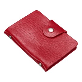 PATIKIL Credit Card Holder, 1 Pack Slim Wallet PU Leather Purse Business Cards Storage Organizer Protector with 24 Card Slots, Red