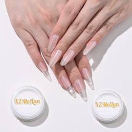 XZMeiLun White Pearl Chrome Nail Powder 2 Jars, Big-Capacity 3g Lridescent Aurora Powder Metallic Mirror Effect Pigment Pearl Glitter Dust Kit, Nail Art, Can mixed With Builder Gel Nail Polish For Use