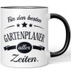 JUNIWORDS Tasse, Für den besten Gartenplaner aller Zeiten, Schwarz (6082740)