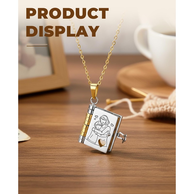 Geyynow Grandson Necklace from Grandma, Adjustable Chapter Books Necklace Gifts