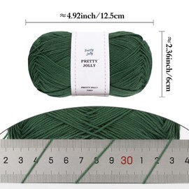 Pretty Jolly 4 Skeins Soft Baby Yarn 100% Cotton Yarn for Crochet Knitting 4 Ply Yarn Blanket Yarn for DIY Craft Fingering Weight Yarn Total Length 4×175ysd/4×50g(Green)