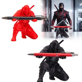 Aodomis 2PCS Ninja Pen Holder for Desk, 3D Printed Ninja Warrior Samurai Pen Holder for Men with Sword and Weapon Accessories, Creative Desk Accessories for Office Home Classroom