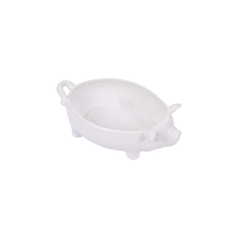 Creative Co-Op White Ceramic Pig Shaped Bowl