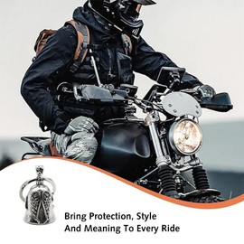 Motorcycle Guardian Bell, Angel Guardian Riding Bell with Chain, Stainless Steel Motorcycle Bells Luck Riding Bell, Motorcycle Accessories Gifts for Man Husband