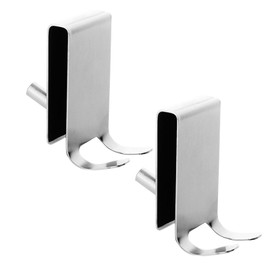 kingsea Pack of 2 Towel Hooks, No Drilling, Stainless Steel Hooks, Shower Screen, Glass Shower Partition, Shower Accessories, Door Hooks for Hanging for Bathroom and Kitchen, Weight Capacity 40 lbs