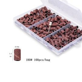 100 PCS Nail Sanding Bands, Grit Sanding Sleeves, 180# Grit Nail Files, Sanding Caps, for 3/32 Shank Inch Nail Drill Bits, for Manicure Nail Care Nail Design