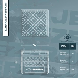 JEZERO Milk Crate for Household Storage: The Ultimate Storage Tote for Groceries, Garages, Kayaking & Outdoor, Stackable Storage | Black, Square, Single, 13" x 13" x 11”