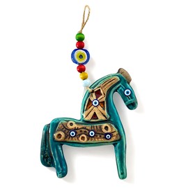 STP GOODS Ceramic Hanging Wall Decoration, Wall Sculptures, Bathroom Decor, Bedroom Decor and Kitchen Wall Decor, Wall Decorations for Living Room (Horse Handmade), 6x4x3