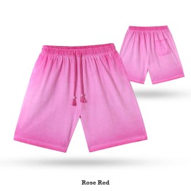 290G Adult Elastic Wais Summer Men's Pure Washed Gradient Casual Cotton Shorts PantsColor: Neon Green, Size: L