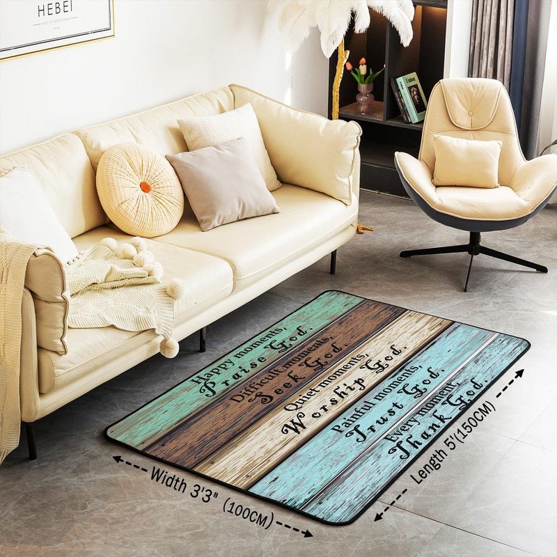 Healing Area Rug 5x7, Inspirational Thoughts Rugs for Living Room