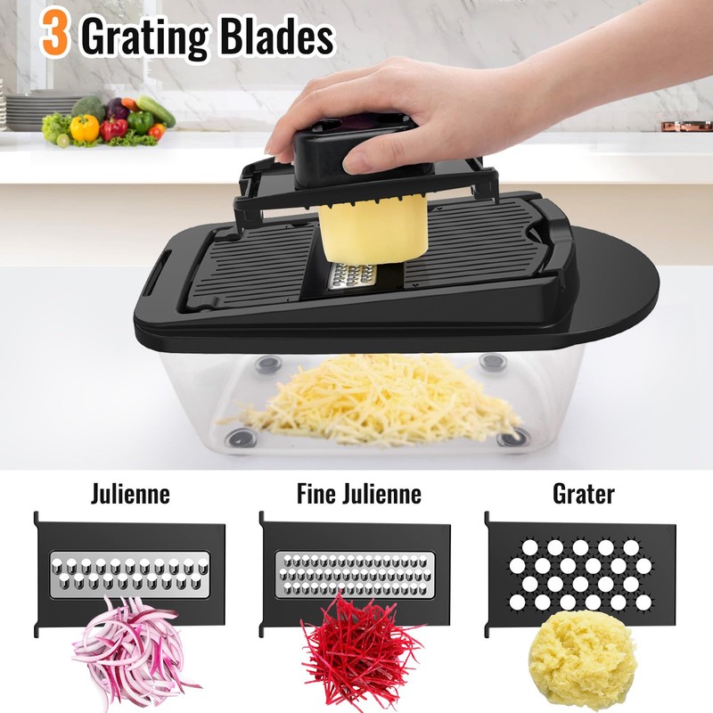 8 Blade All-in-1 Vegetable Chopper Mandoline Slicer with Container, Food