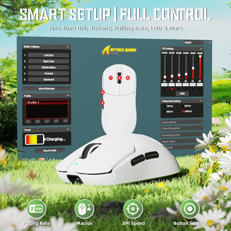 ATTACK SHARK X8 SE Wireless Gaming Mouse,55g Ultra-Lightweight Wired/BT/2.4GHz Wirelss