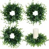 Mini Green Boxwood Candle Rings Wreaths Spring Summer Kitchen Cabinet