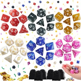 Liekadijiae 48-Piece Polyhedral Dice Set, Multi-Sided Acrylic Throws, DND Dice, Table Game Dice D4 D8 D10 D12 D20, Table Game Dice for Dungeons and Dragons Pathfinder DND RPG MTG