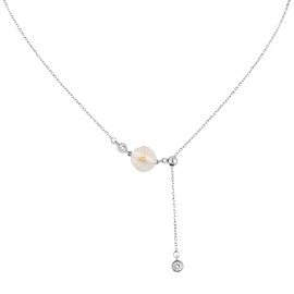 HAISWET 925 Sterling Silver Elegant Daisy Flower Cubic Zirconia Adjustable Chain Pendant Necklace for Girls Women