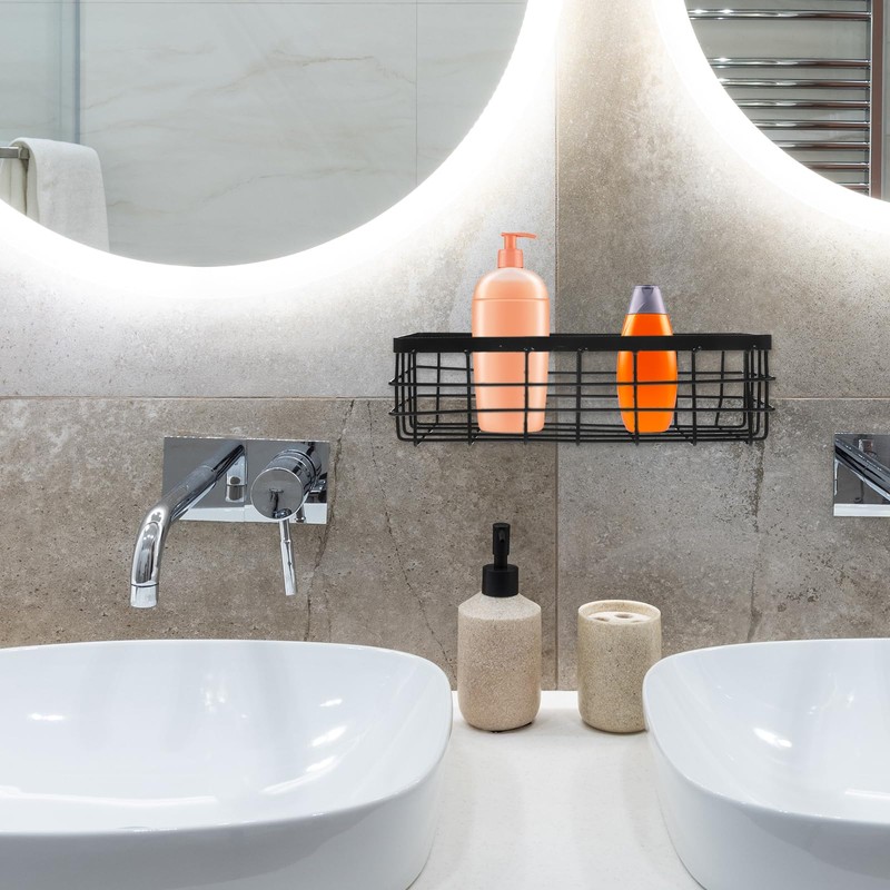 PACKOVE Black Wire Basket Metal Wire Basket Wire Shower Basket