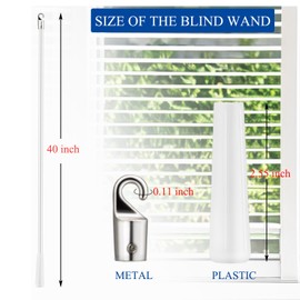 5 Pcs 40 Inch Blinds Wand Fiberglass Vertical Blinds Wand for Blinds Replacement Parts with Hook Blind Tilt Wand (5, 40 Inch in Length)