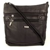 Black Genuine Real Leather Ladies Medium Handbag Shoulder Bag Long