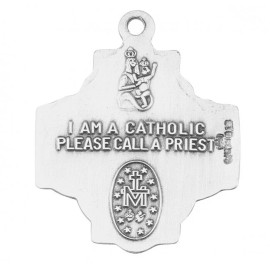 HMH Sterling Silver 4-Way Holy Spirit Pendant Medal Christian Necklace