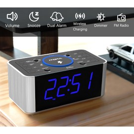 iToma Bluetooth with Radio Alarm Clock, Digital FM Radio, Dual Alarm with Snooze, Dimmer Control, Sleep Timer, USB Charging Port
